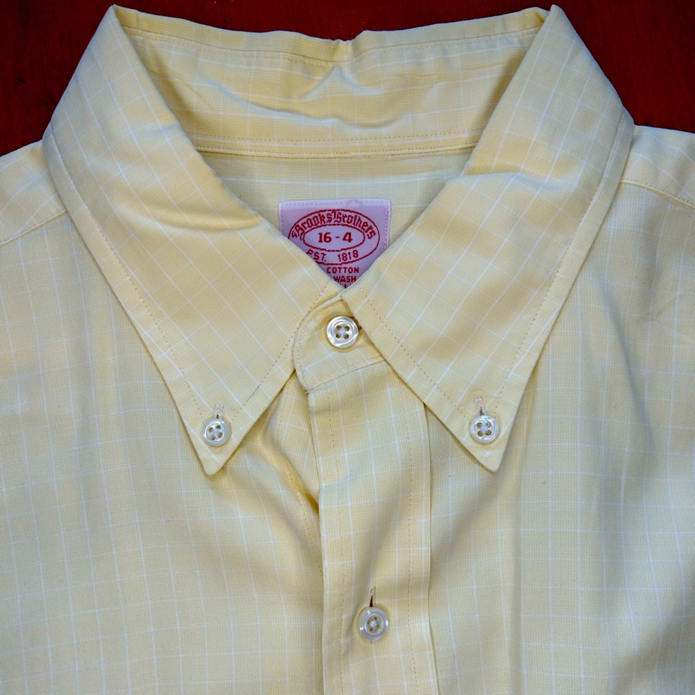 Casual Button Down (Flaw) | Brooks Brothers | 16-34 | Yellow / White Check